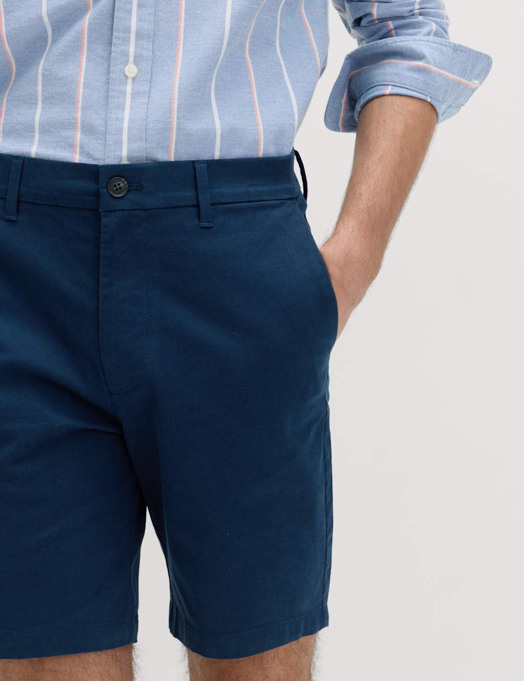 M&S Men's Regular Fit Stretch Chino Shorts - 34 - Bright Blue