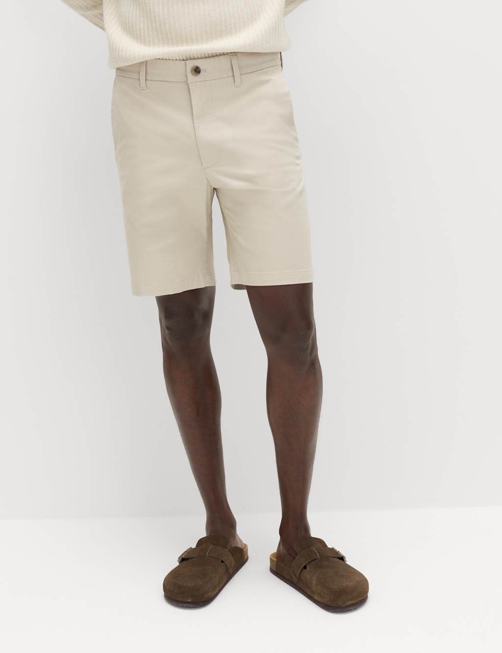M&S Men's Regular Fit Stretch Chino Shorts - 36 - Beige