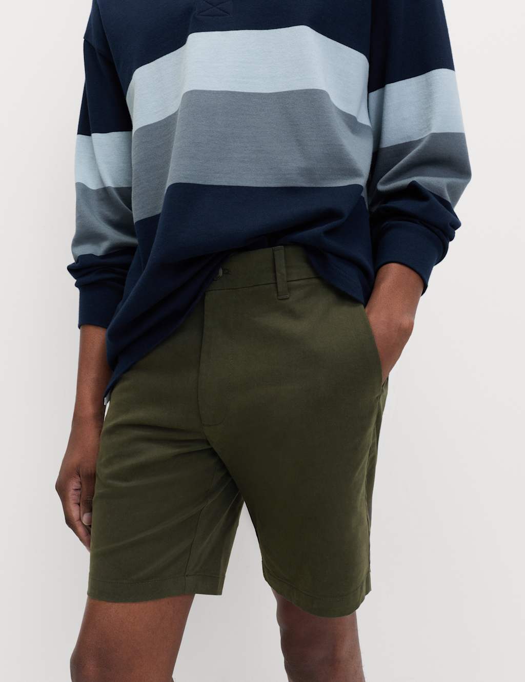 M&S Men's Slim Fit Stretch Chino Shorts - 36 - Dark Green
