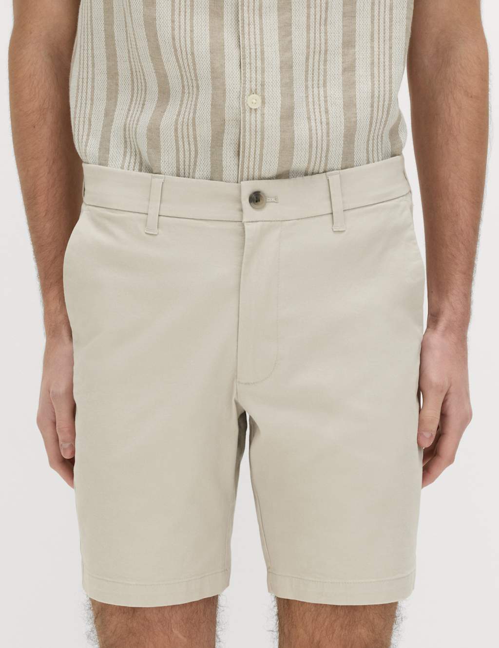 M&S Men's Slim Fit Stretch Chino Shorts - 32 - Medium Beige