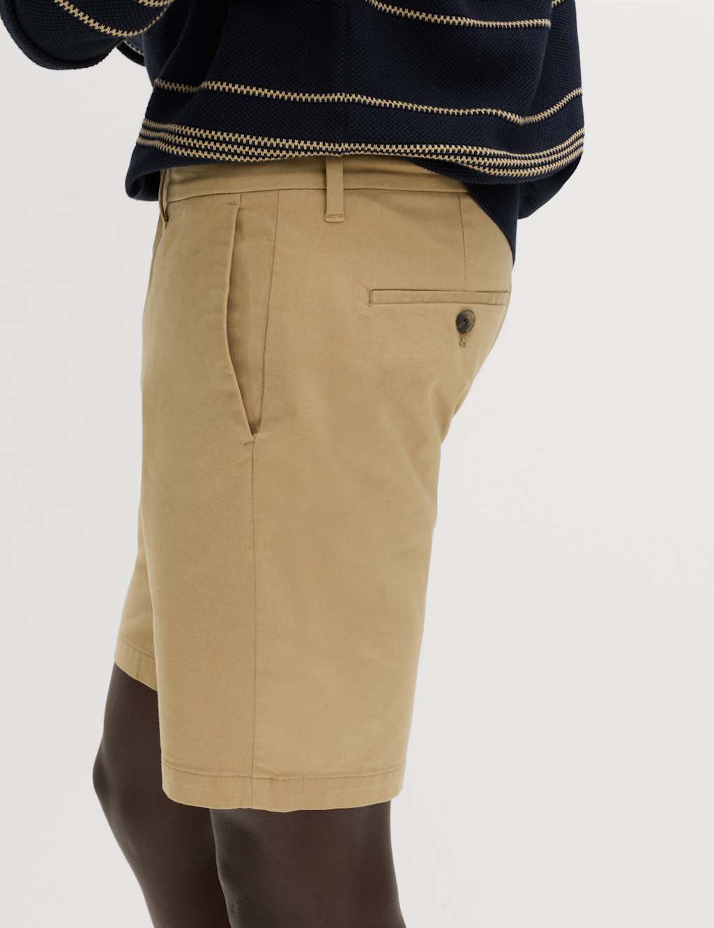 M&S Men's Slim Fit Stretch Chino Shorts - 40 - Sandstone