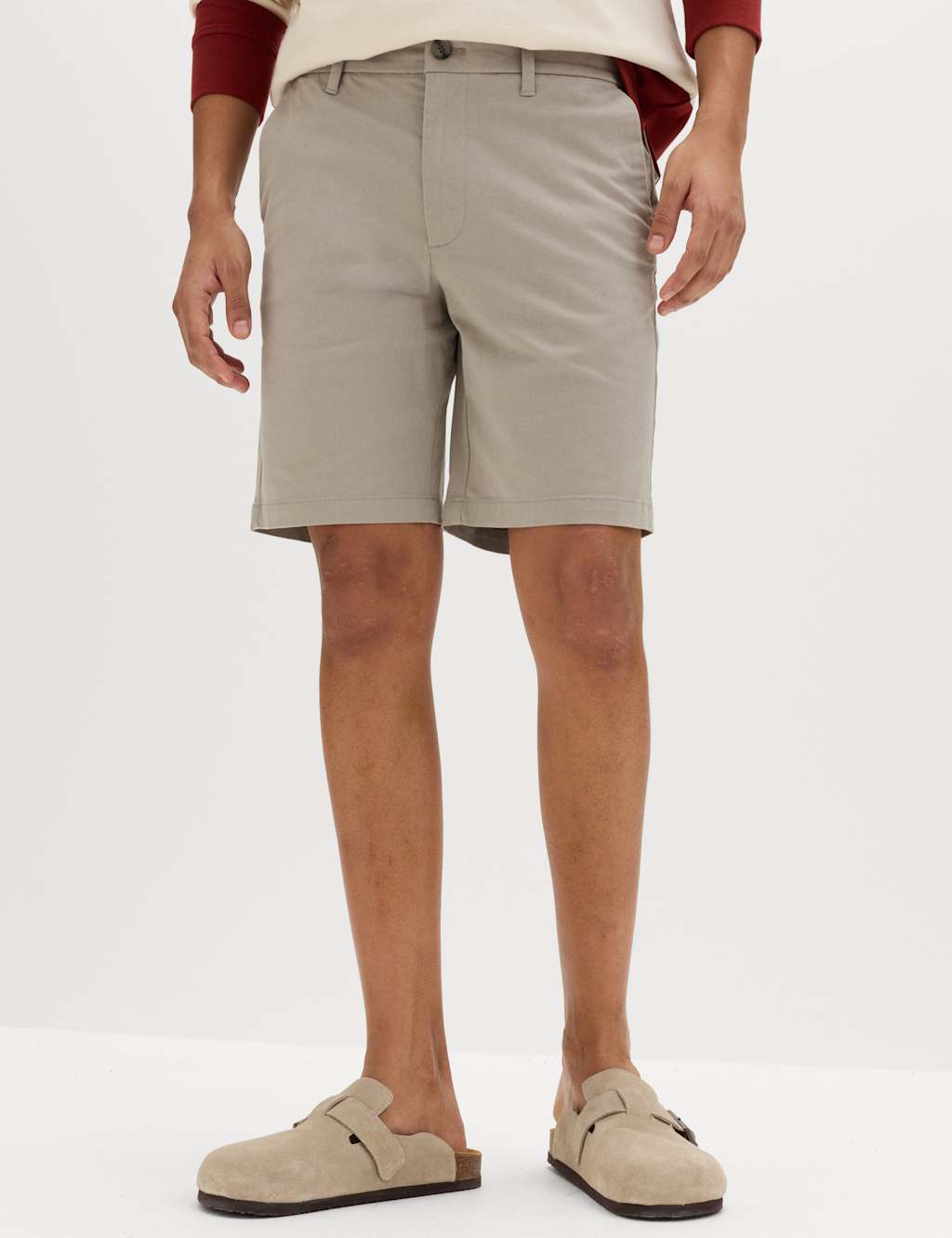 M&S Men's Slim Fit Stretch Chino Shorts - 36 - Grey