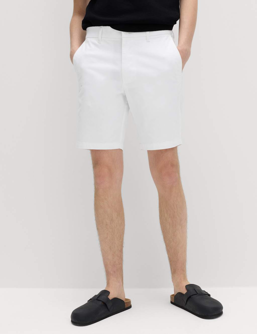 M&S Men's Slim Fit Stretch Chino Shorts - 36 - Ice White