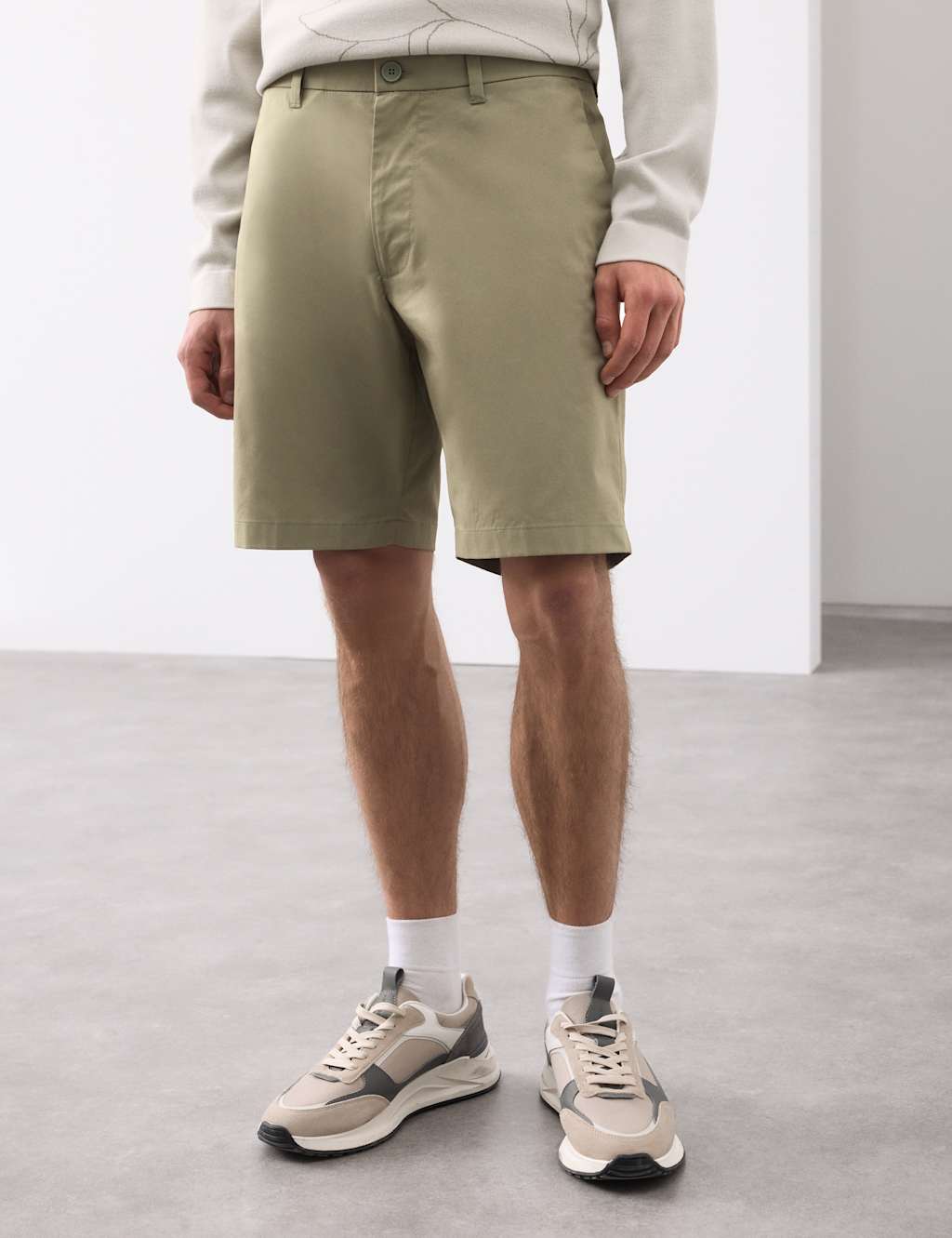 Autograph Men's Regular Fit Super Lightweight Chino Shorts - 36 - Light Olive