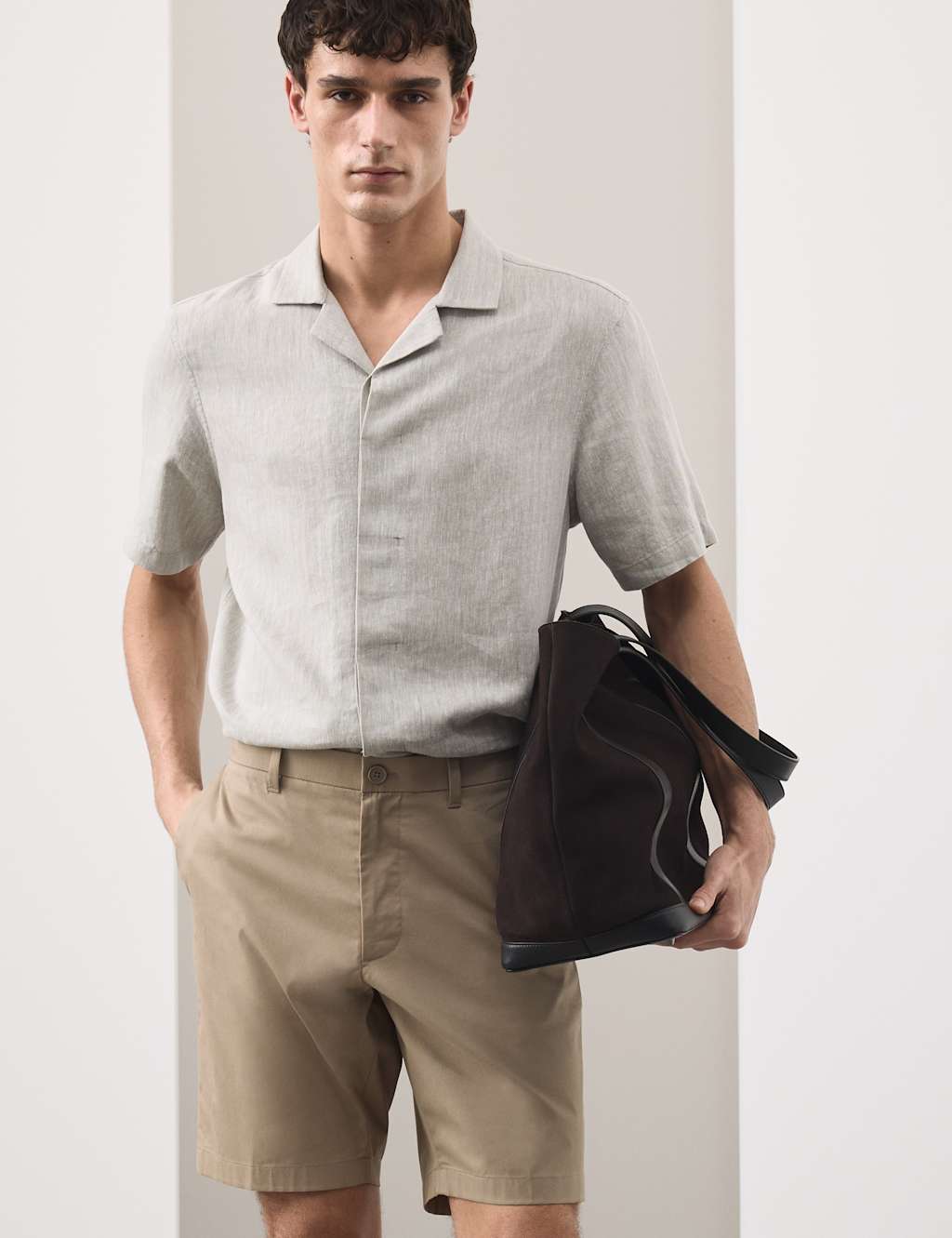 Autograph Men's Regular Fit Super Lightweight Chino Shorts - 36 - Sand Mix