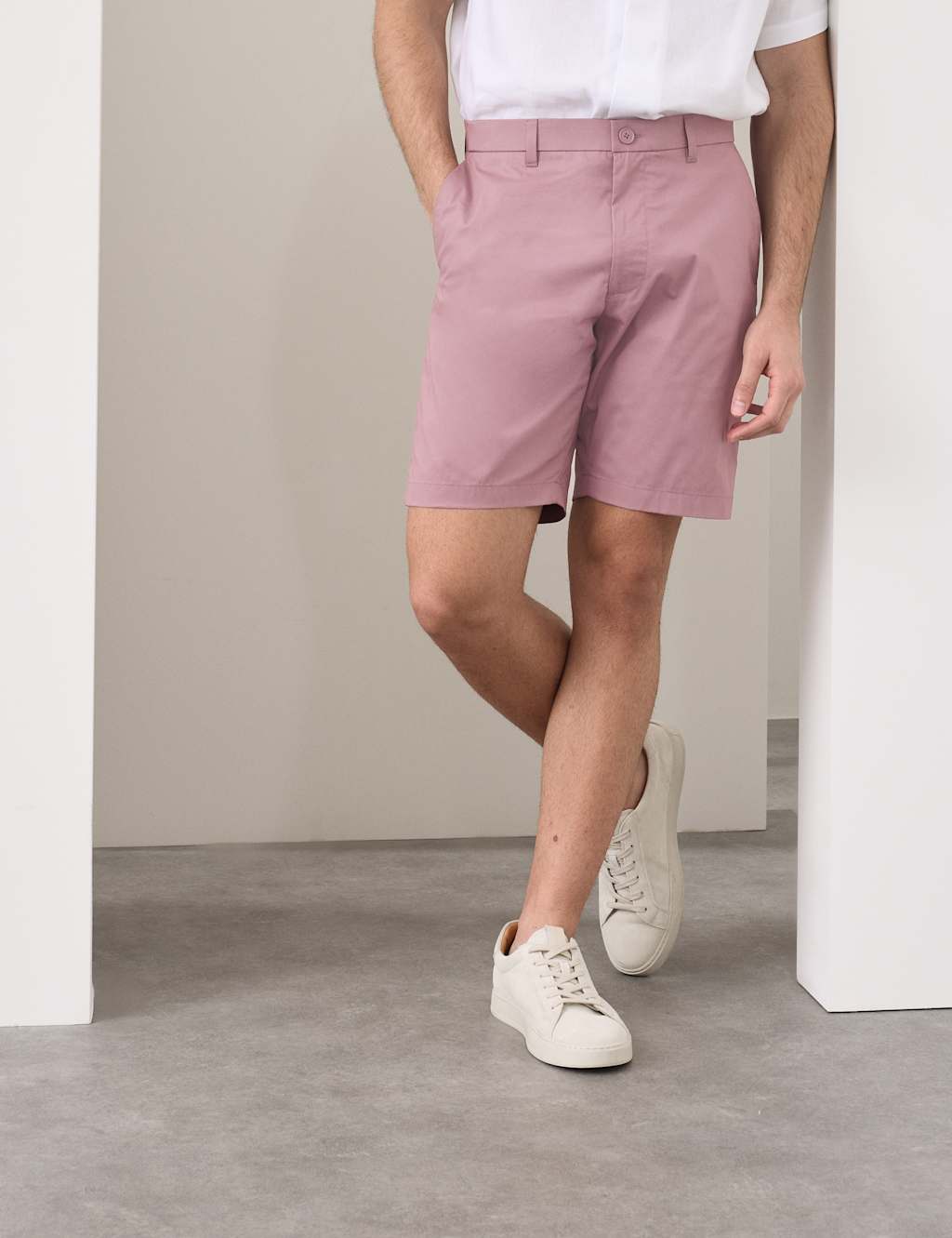 Autograph Men's Regular Fit Super Lightweight Chino Shorts - 36 - Dusted Pink