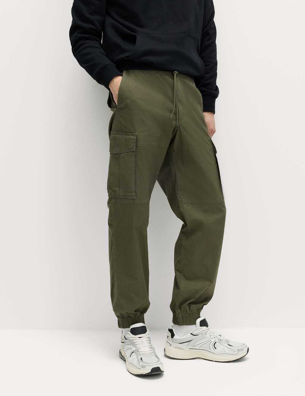 M&S Men's Slim Fit Ripstop Cargo Trousers - M - Hunter Green