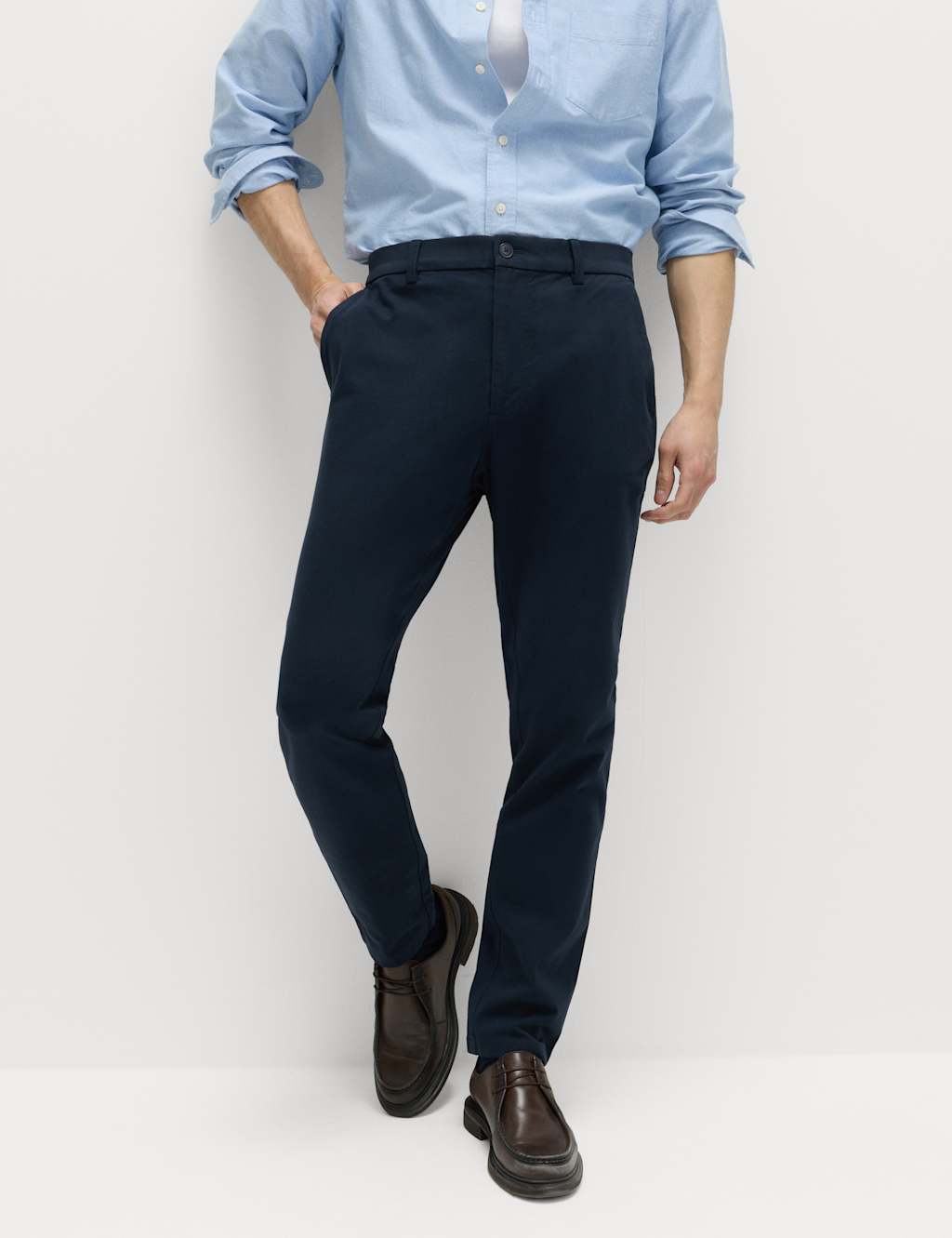 M&S Men's The Ultimate Slim Fit Twill Chinos - 36/35in - Navy