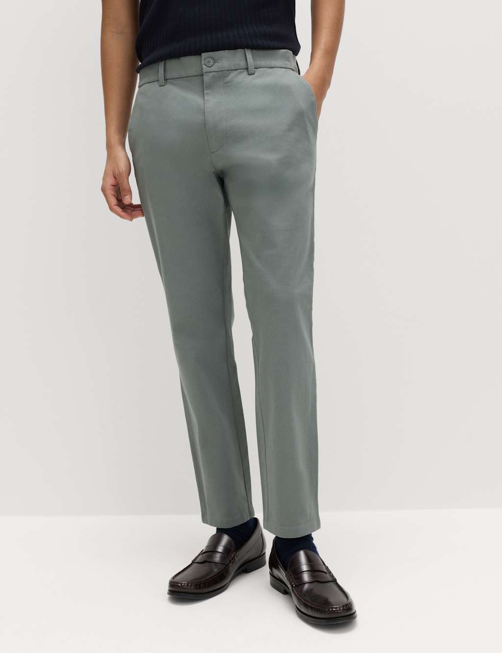 M&S Men's The Ultimate Slim Fit Twill Chinos - 36/31in - Dark Sage