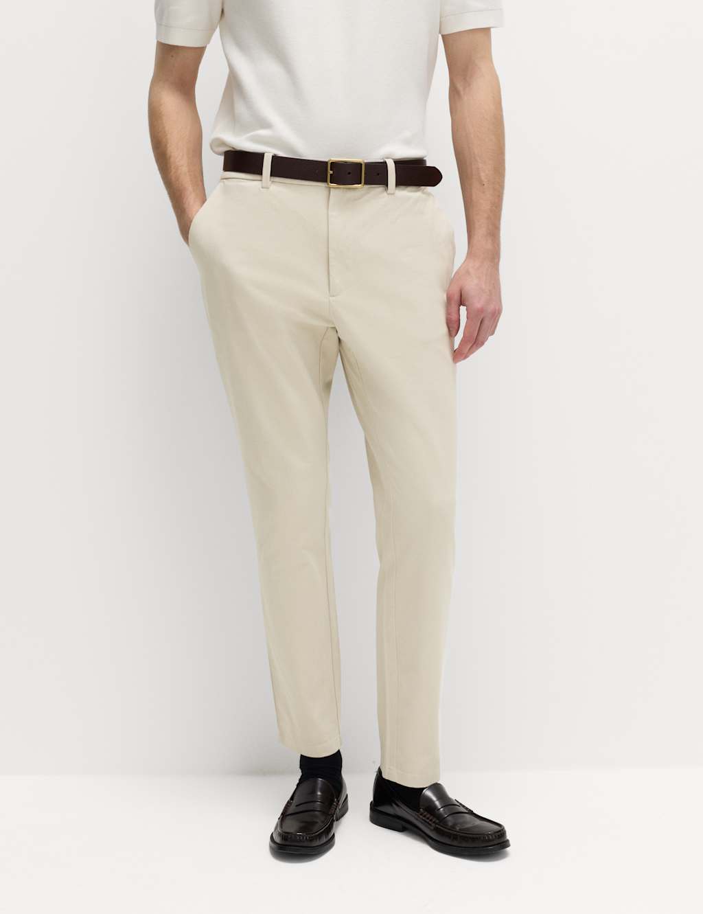 M&S Men's The Ultimate Slim Fit Twill Chinos - 38/31in - Medium Beige