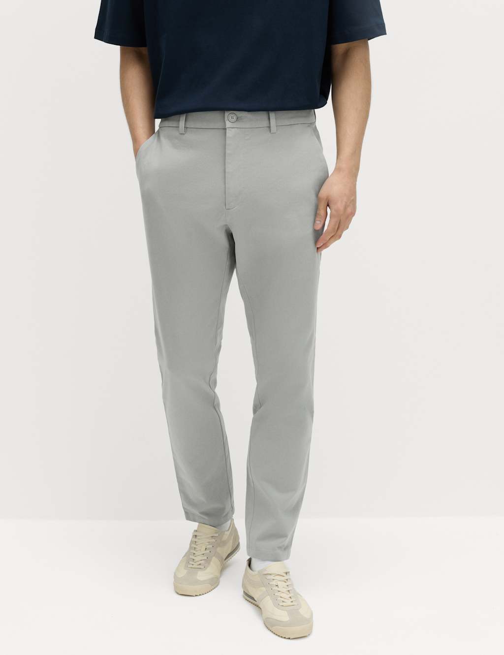 M&S Men's The Ultimate Slim Fit Twill Chinos - 34/29in - Chrome