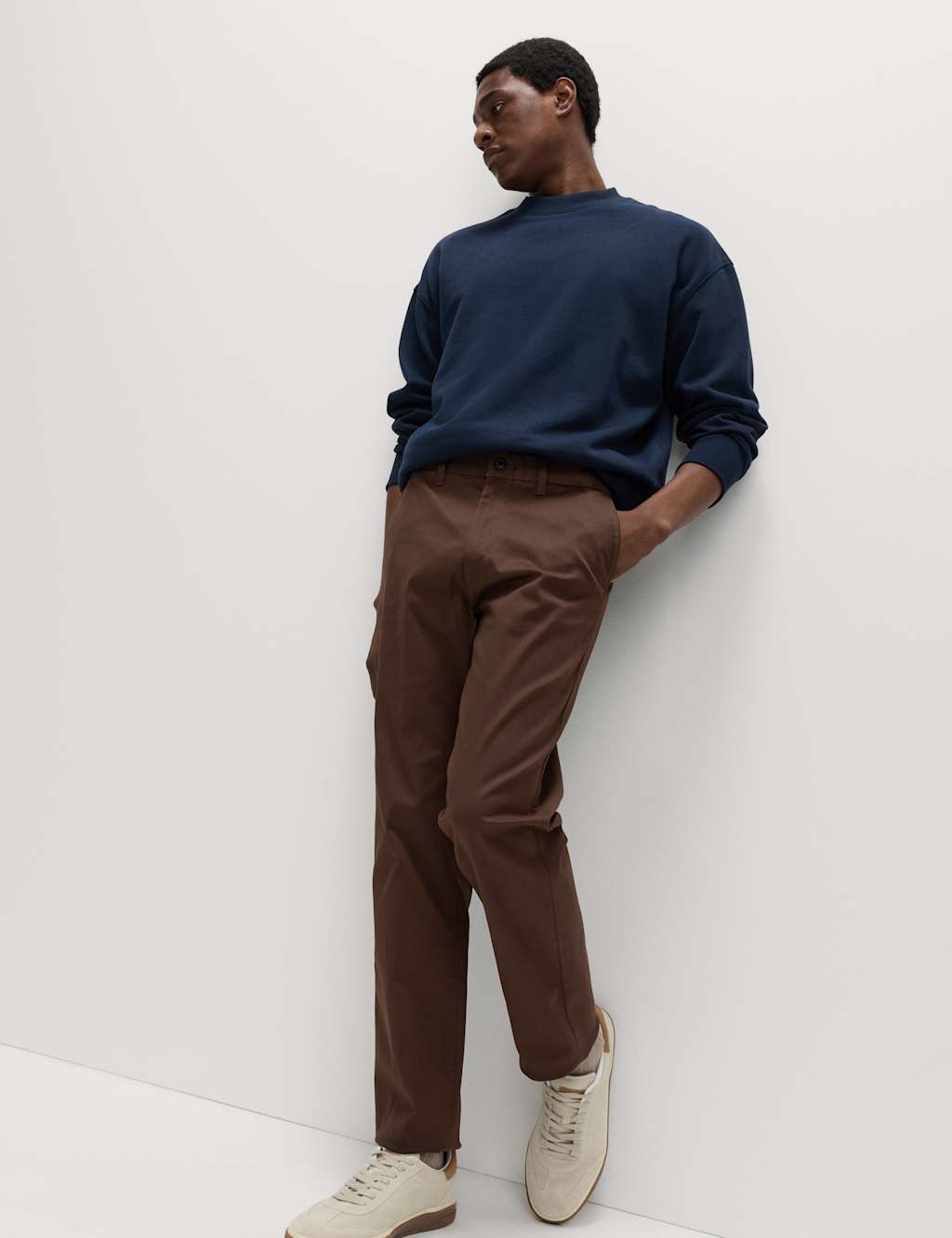 M&S Regular Fit Twill Chinos Bitter Chocolate