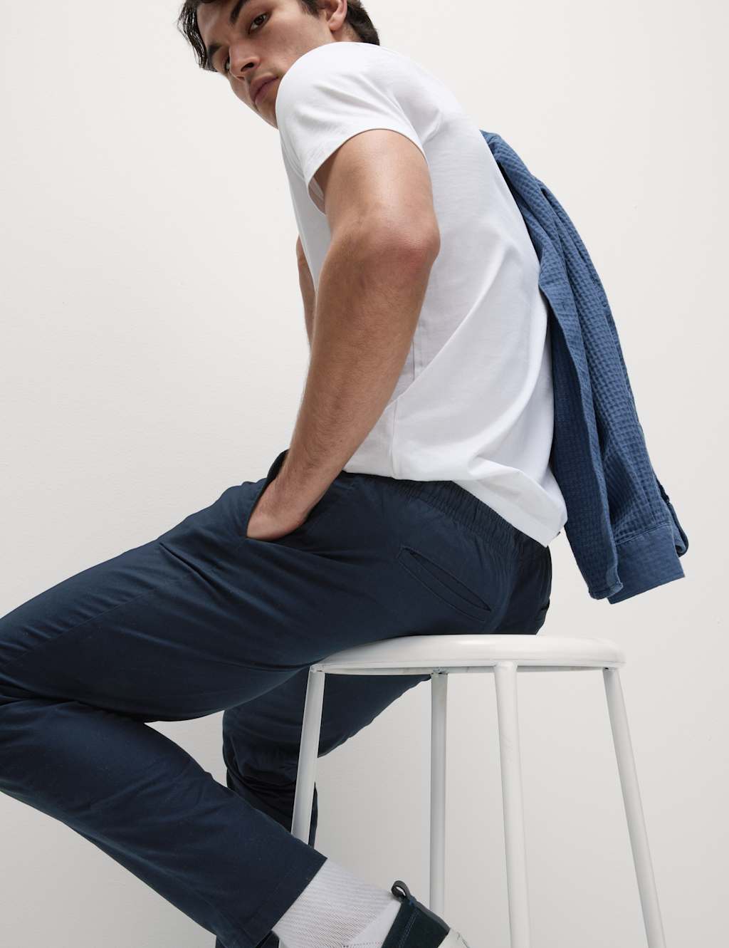 M&S Collection Men's Tapered Fit Lightweight Trousers - MSTD - Dark Navy, Pebble,Dark Navy,Sand