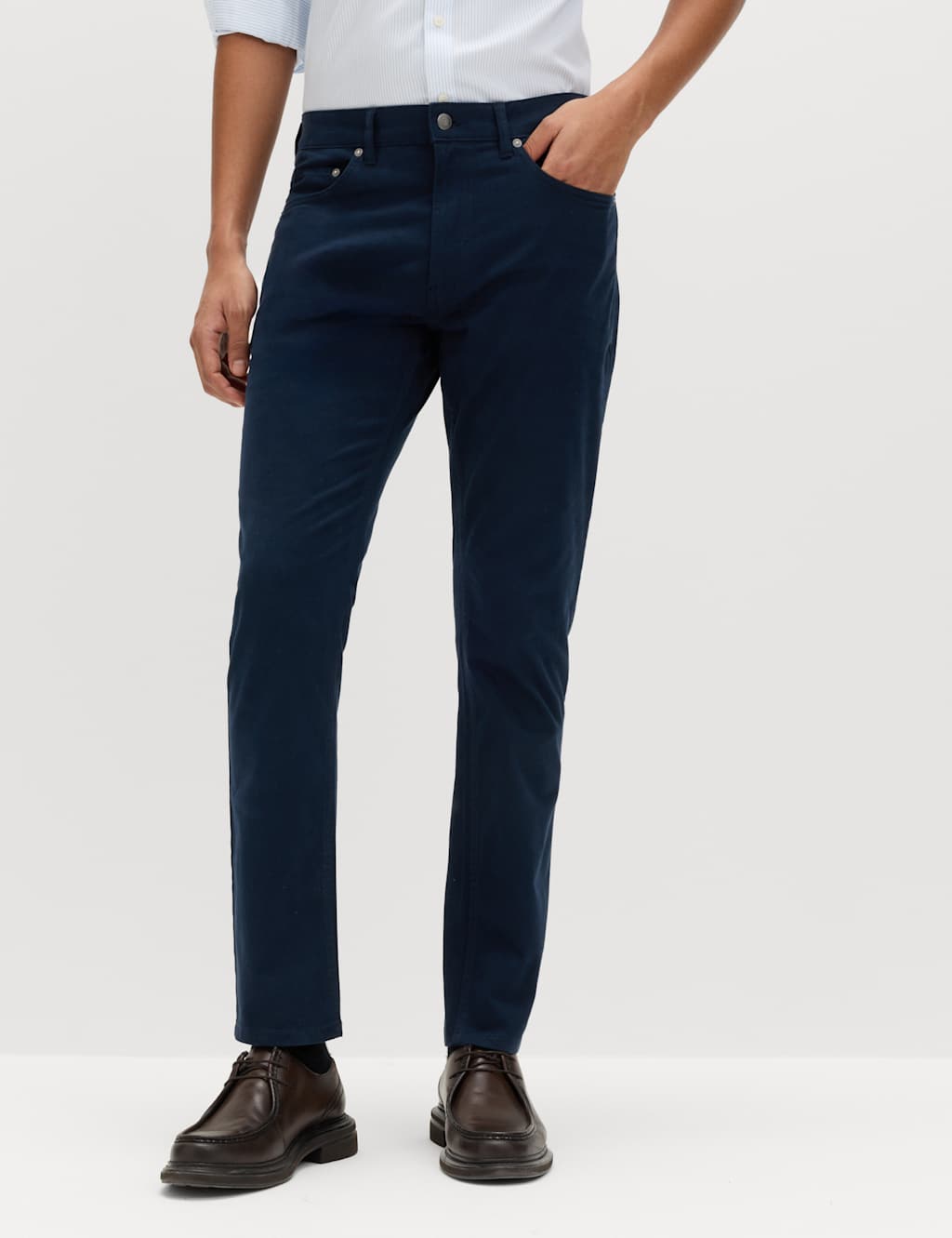 M&S Men's Slim Fit 5 Pocket Stretch Trousers - 30/31in - Navy