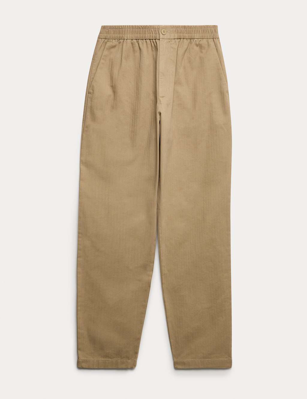 M&S Collection Men's Tapered Fit Pure Cotton Herringbone Trousers - M - Toffee, Cedar,Toffee