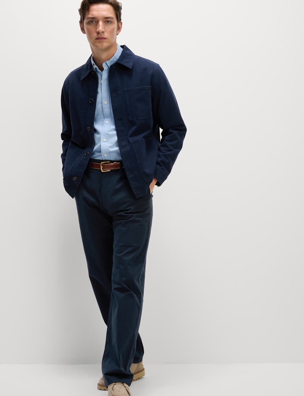 M&S Loose Fit Stretch Chinos Navy