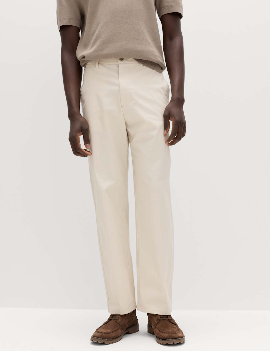 M&S Men's Loose Fit Stretch Chinos - 42/29in - Ecru