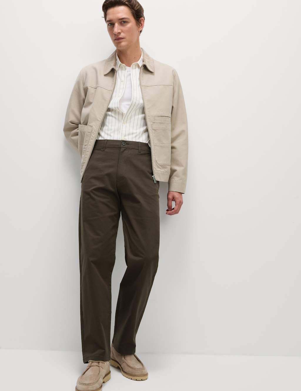 M&S Loose Fit Stretch Chinos Bitter Chocolate