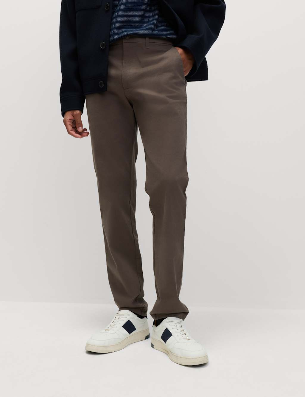 M&S Slim Fit Cotton Rich Stretch Chinos Mole