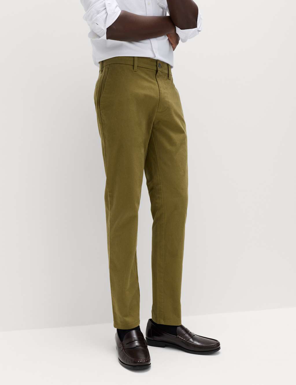 M&S Men's Slim Fit Cotton Rich Stretch Chinos - 36/33in - Olive