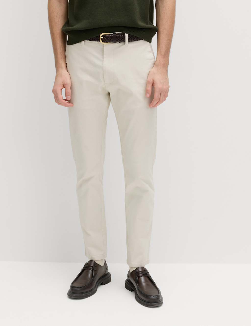M&S Men's Slim Fit Cotton Rich Stretch Chinos - 34/29in - Ecru