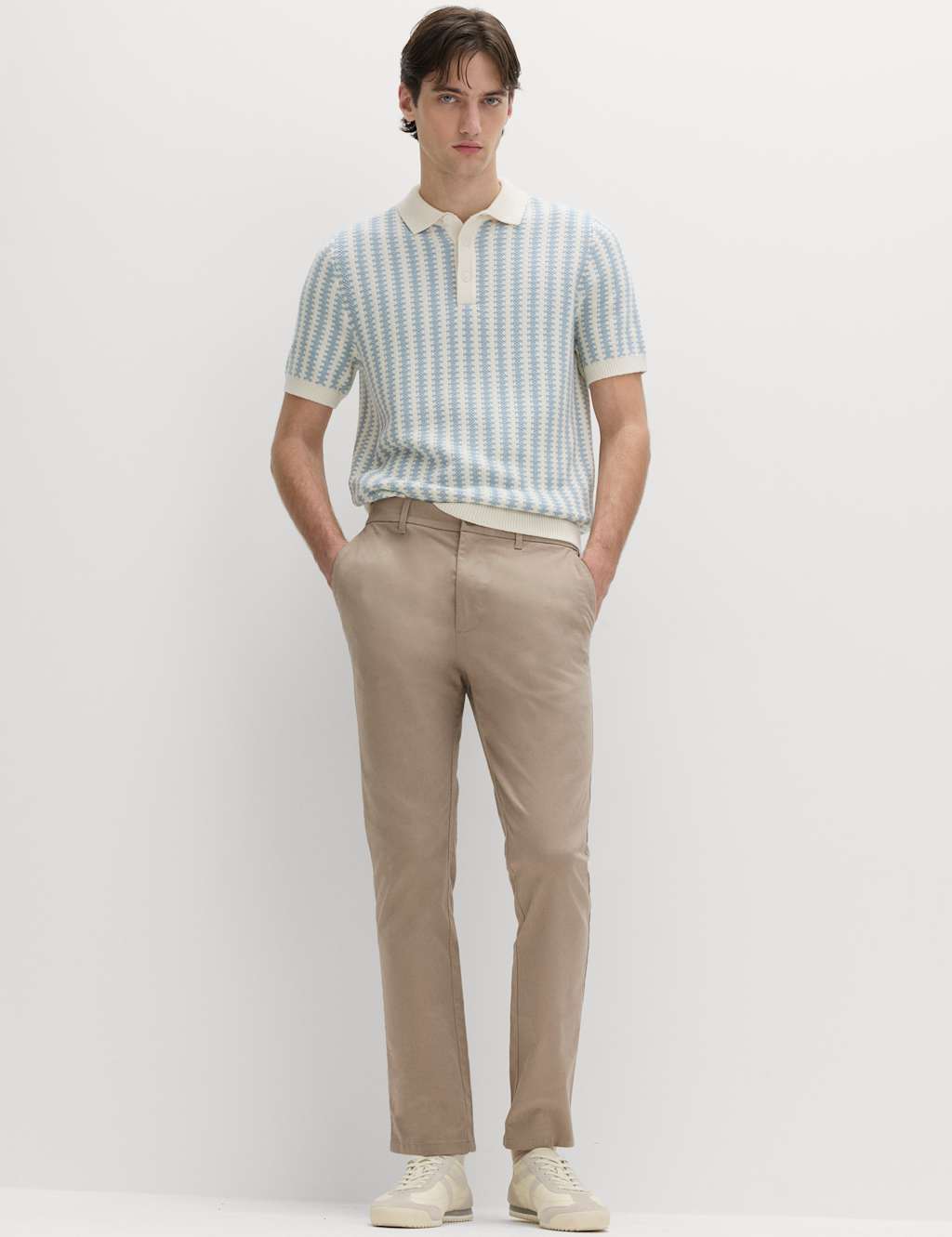 M&S Men's Slim Fit Cotton Rich Stretch Chinos - 30/29in - Putty