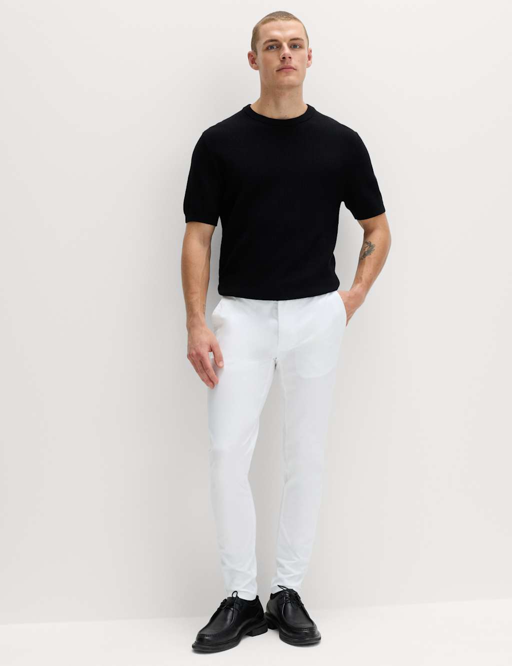M&S Men's Skinny Fit Stretch Chinos - 32/33in - White