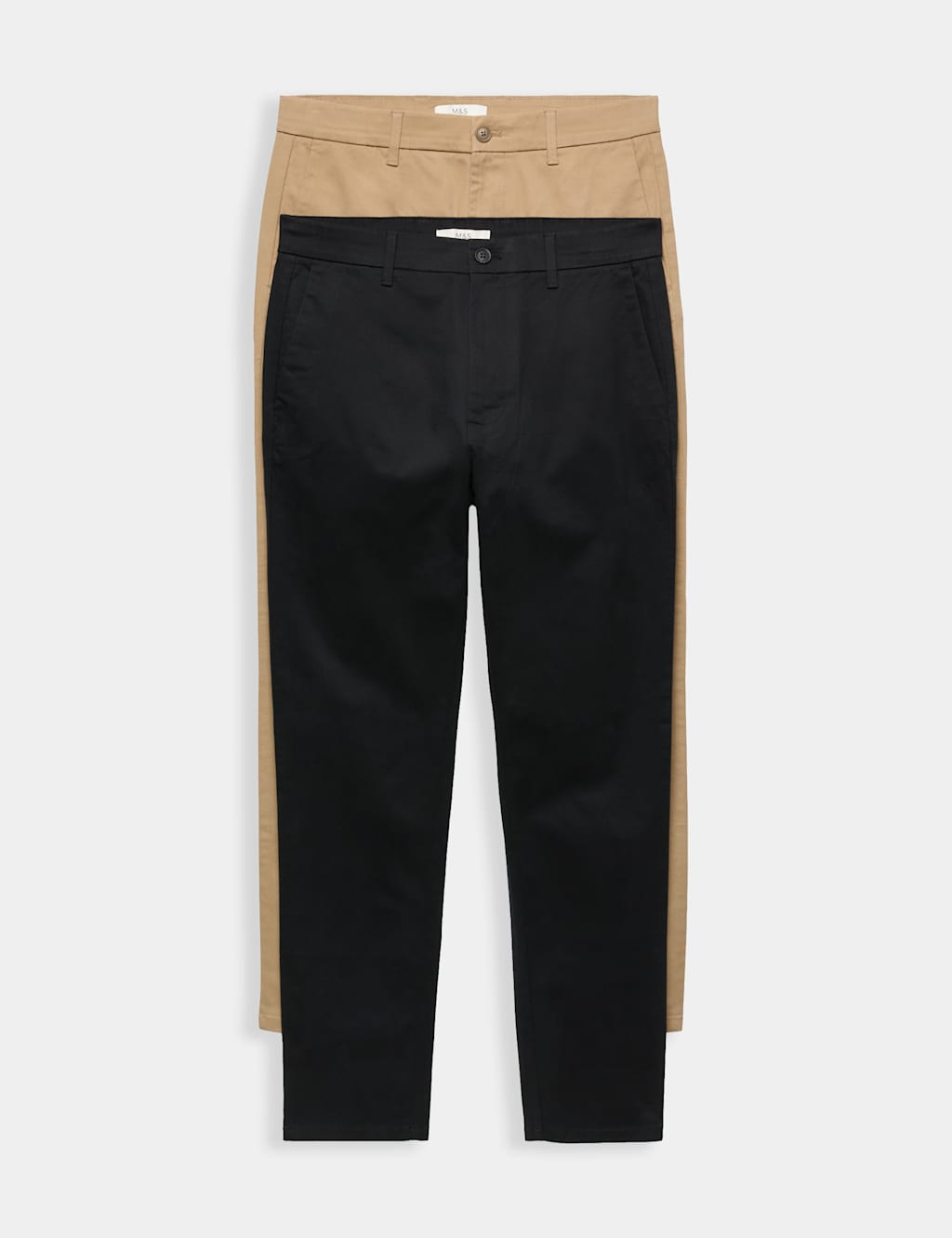 M&S Men's 2 Pack Slim Fit Stretch Chinos - 32/33in - Black Mix