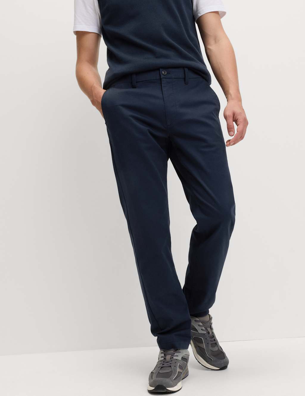 M&S Regular Fit Twill Stretch Chinos Navy