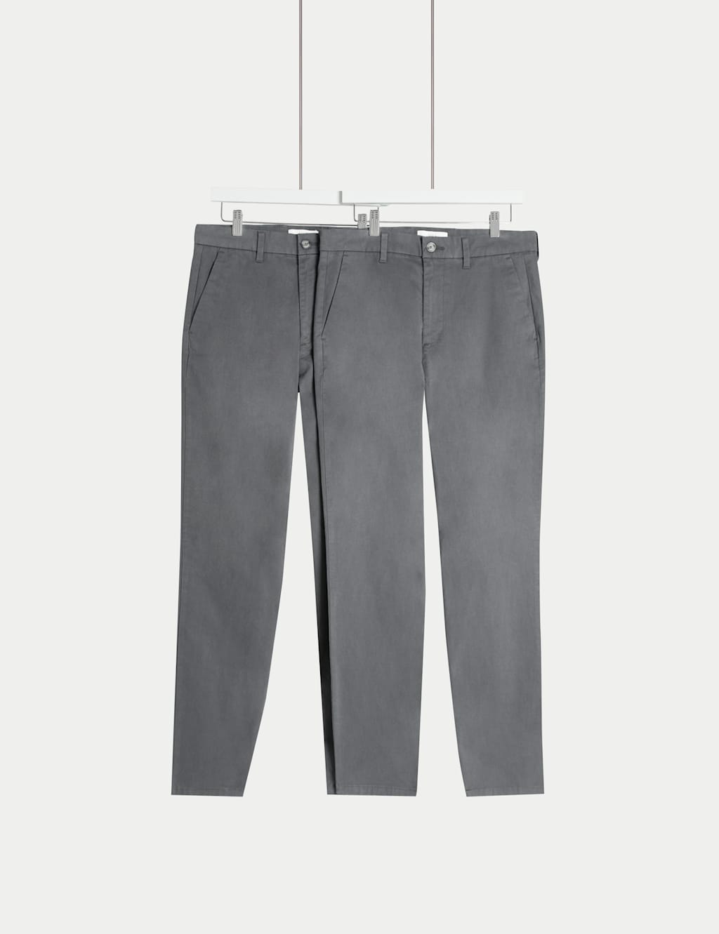 M&S 2 Pack Regular Fit Stretch Chinos Ash Grey