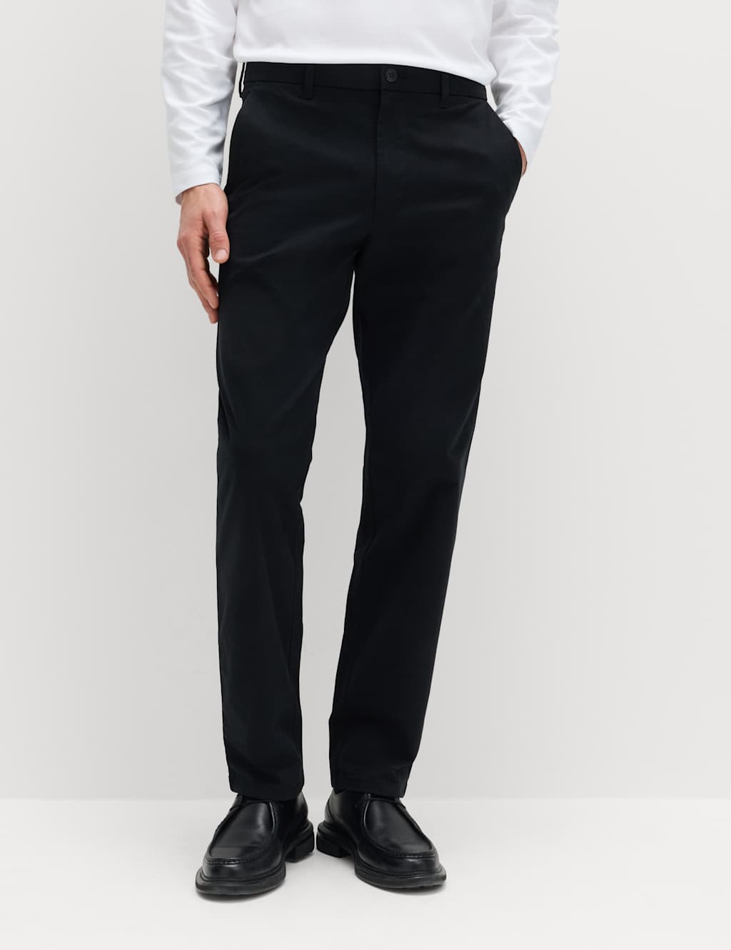 M&S Men's 2 Pack Regular Fit Stretch Chinos - 34/29in - Black