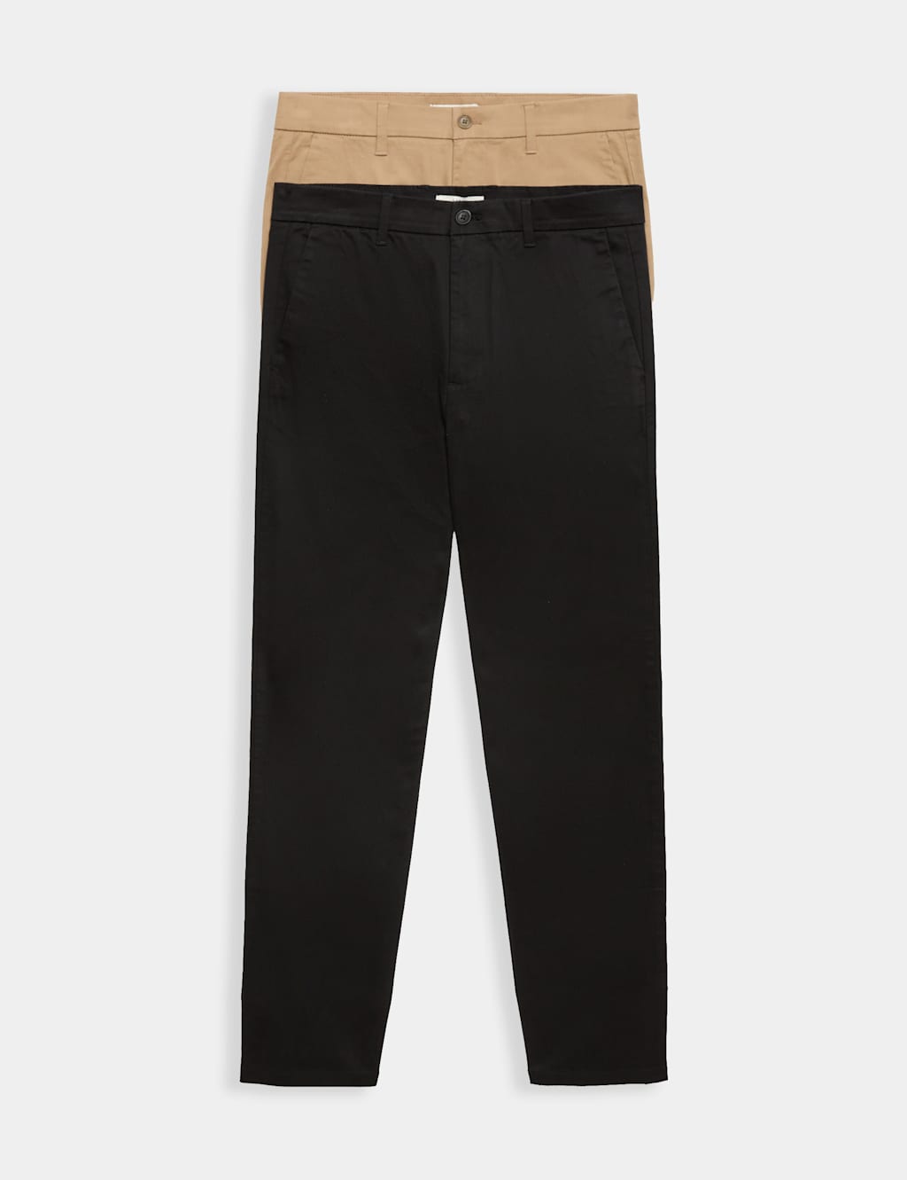 M&S Men's 2 Pack Regular Fit Stretch Chinos - 44/33in - Black Mix