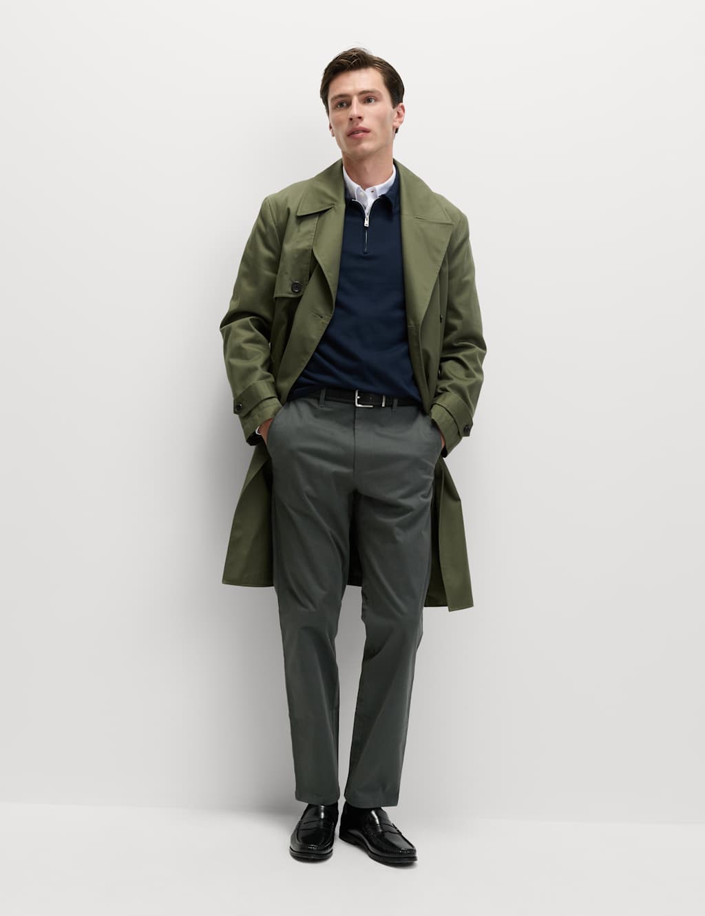 M&S Regular Fit Stretch Chinos Dark Pewter