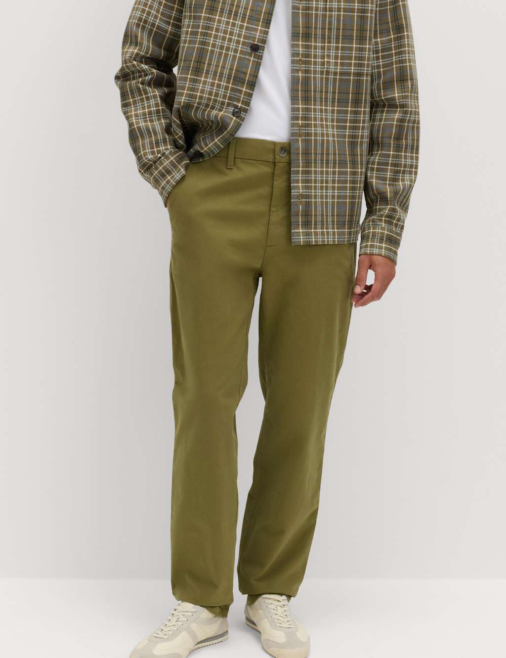 M&S Men's Regular Fit Stretch Chinos - 38/33in - Olive