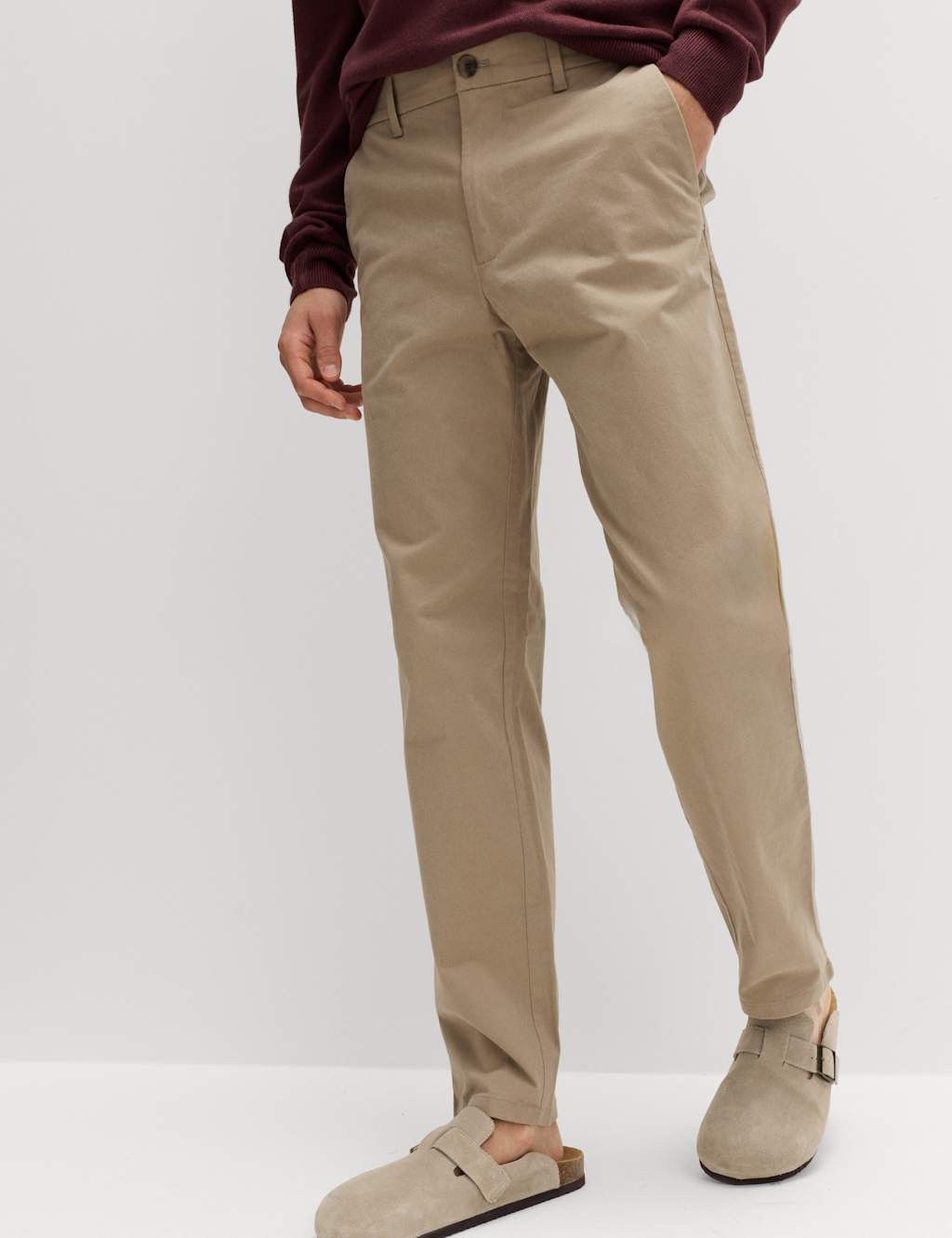 M&S Men's Regular Fit Stretch Chinos - 36/33in - Putty