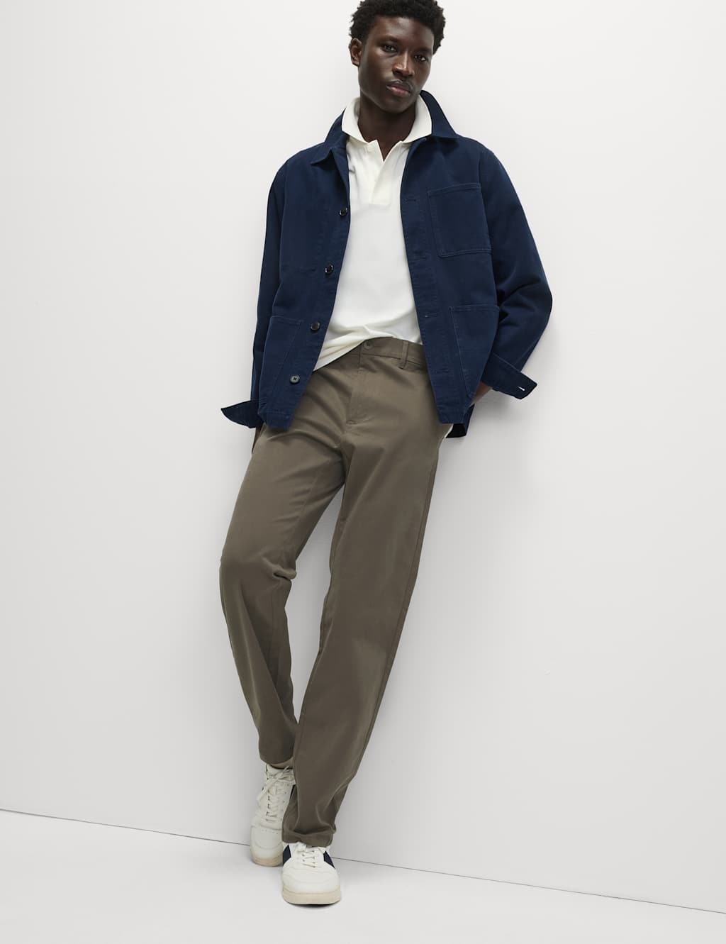 M&S Regular Fit Elasticated Waist Chinos Mole