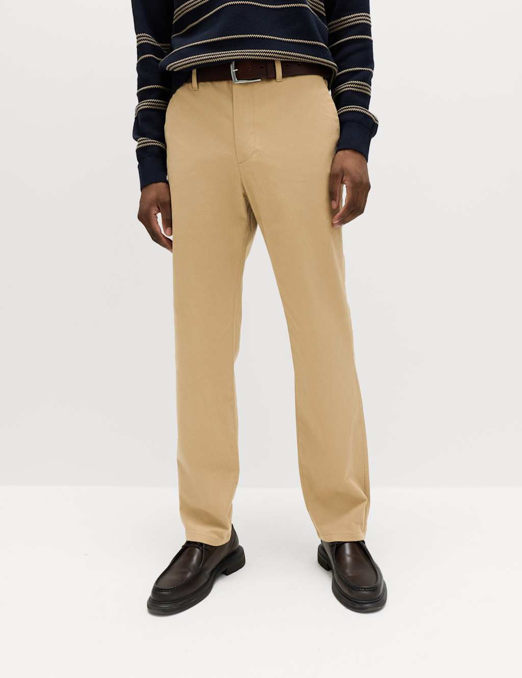 M&S Men's Regular Fit Half Elasticated Waist Chinos - 40/33in - Sand