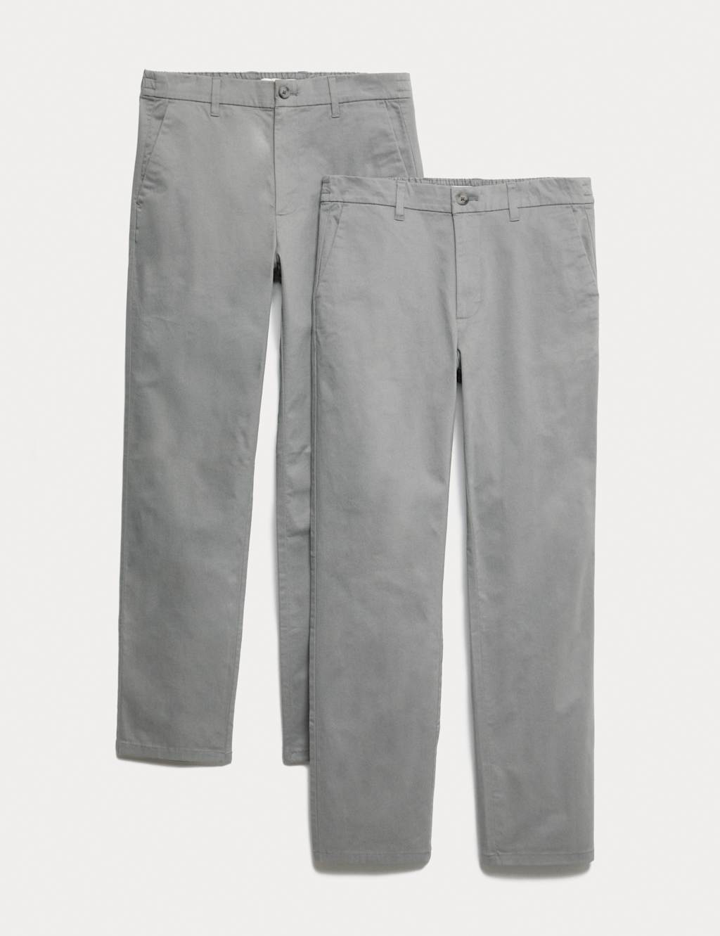 M&S 2 Pack Elasticated Waist Stretch Chinos Ash Grey