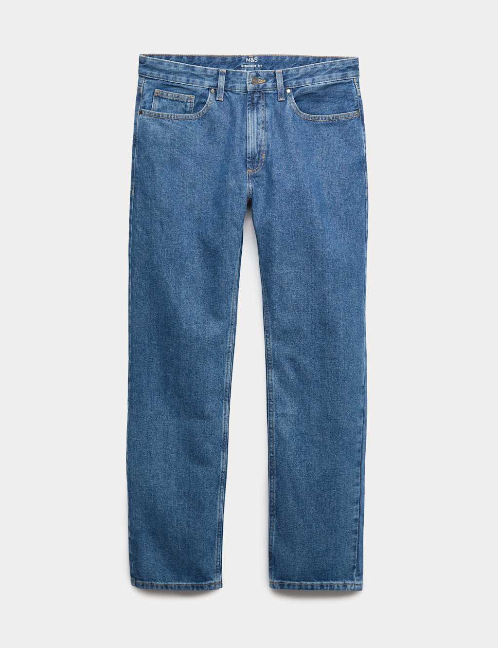 M&S Straight Fit Pure Cotton Jeans Medium Blue