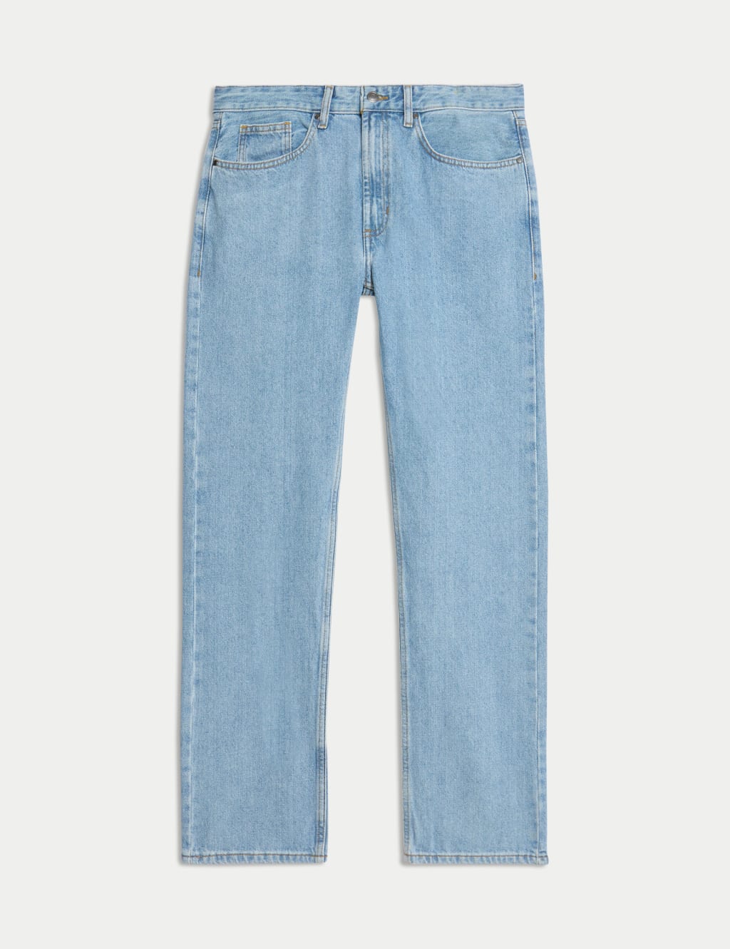 M&S Men's Straight Fit Pure Cotton Value Jeans - 34/29in - Light Blue Mix