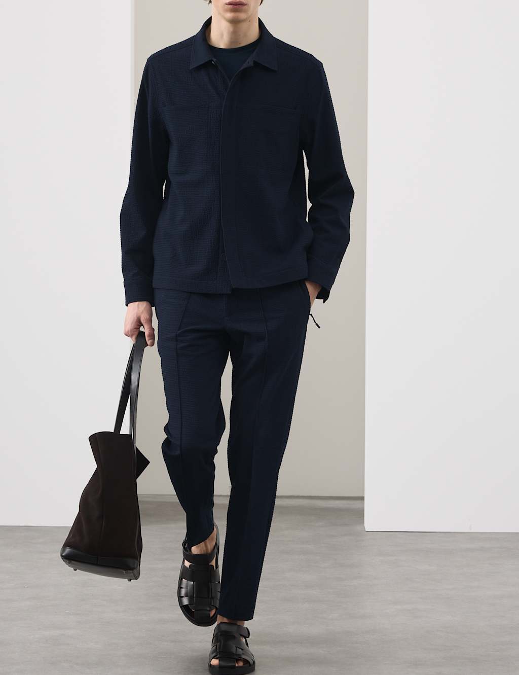 Autograph Men's Tapered Fit Seersucker Joggers - M - Dark Navy