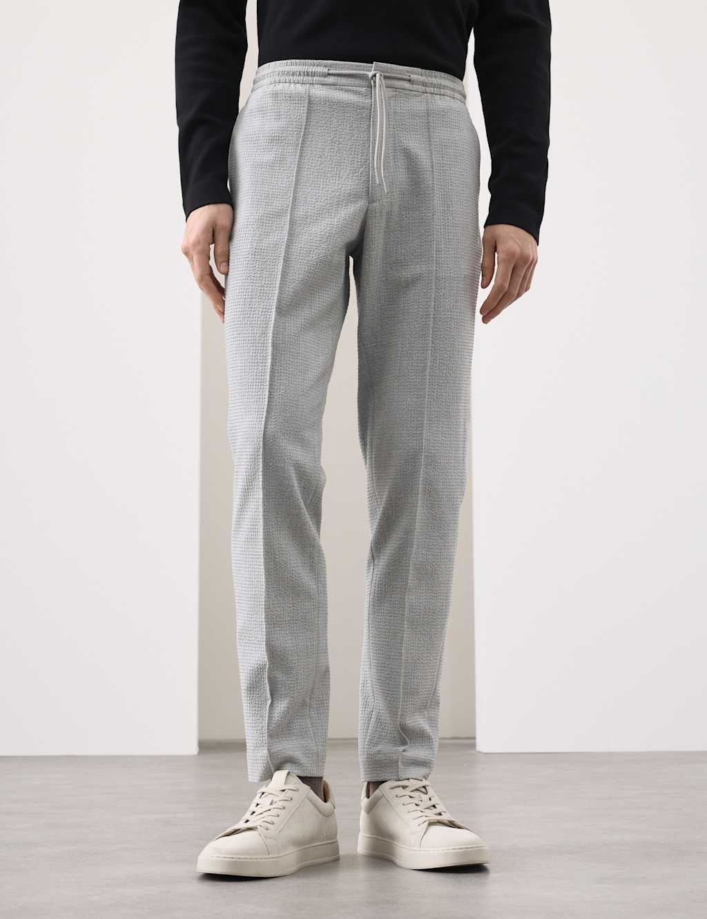 Autograph Men's Tapered Fit Seersucker Joggers - 2XL - Light Grey