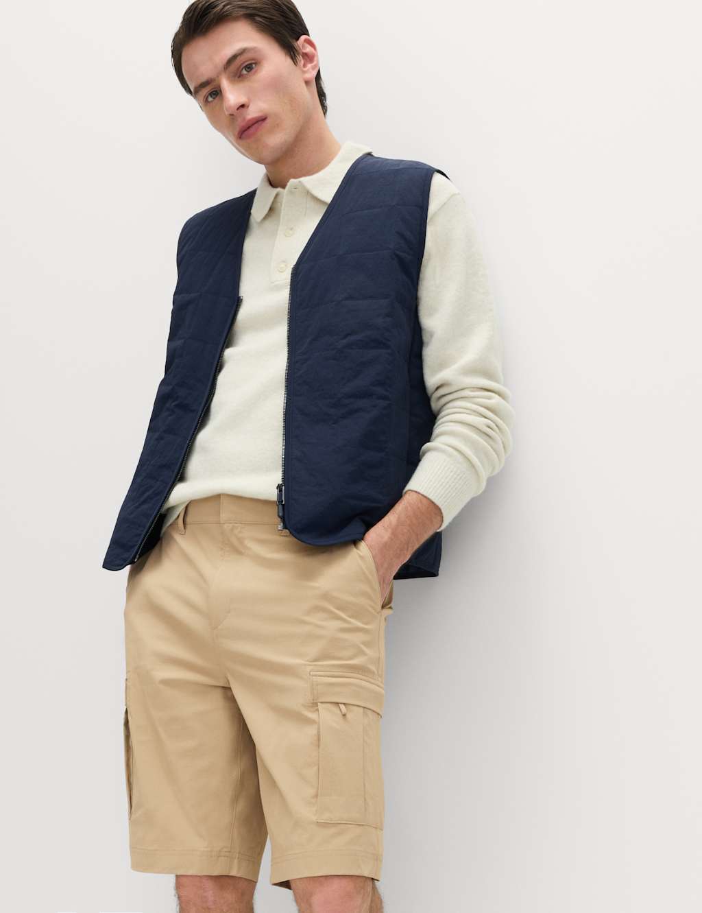 M&S Men's Straight Fit Cargo Shorts - 44 - Sand