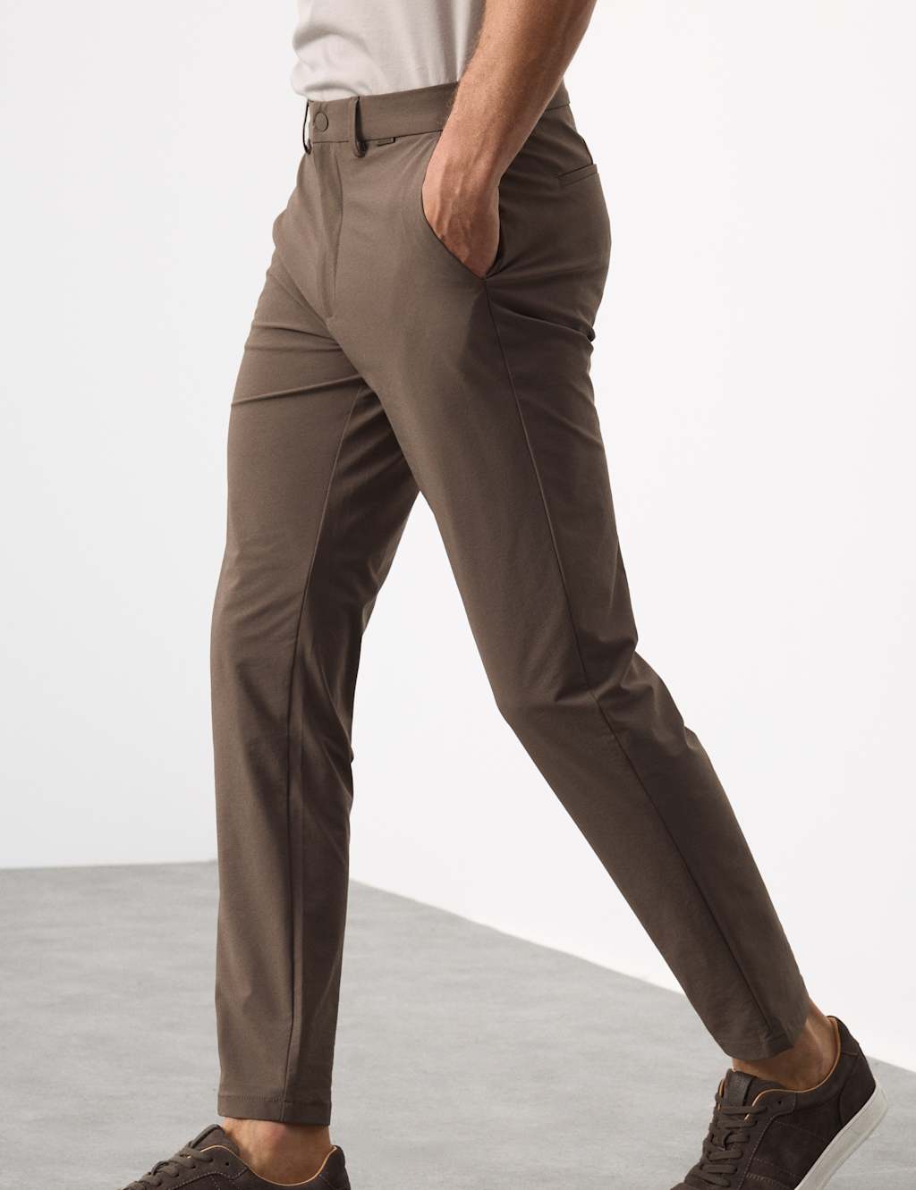 Autograph Slim Fit Technical Performance Chinos Dark Mole