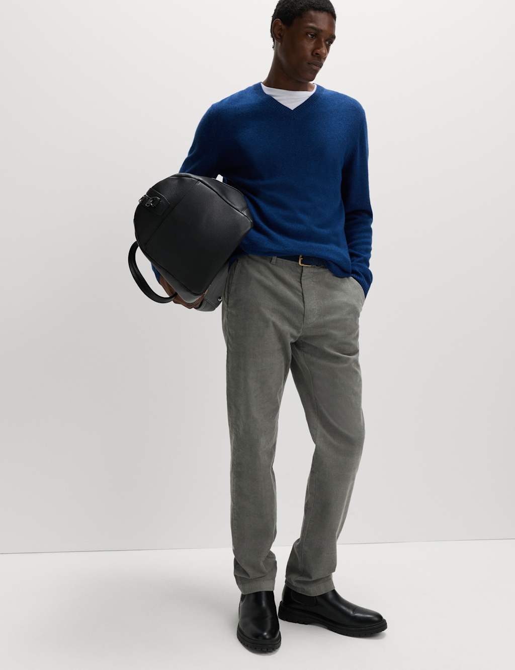 M&S Regular Fit Corduroy Stretch Chinos Pewter