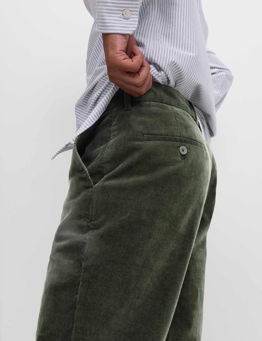 M&S Regular Fit Corduroy Stretch Chinos Dark Khaki