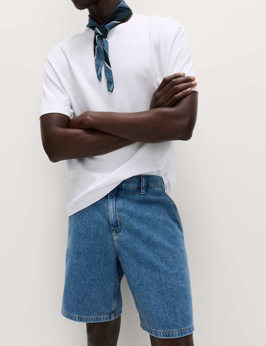 M&S Men's Pure Cotton Denim Shorts - 40 - Light Blue