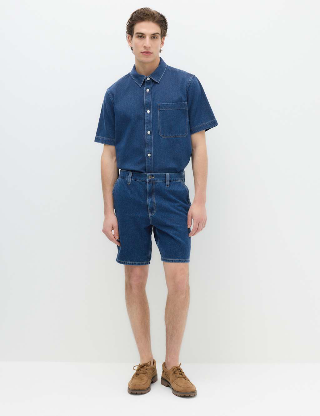 M&S Men's Pure Cotton Denim Shorts - 30 - Medium Blue