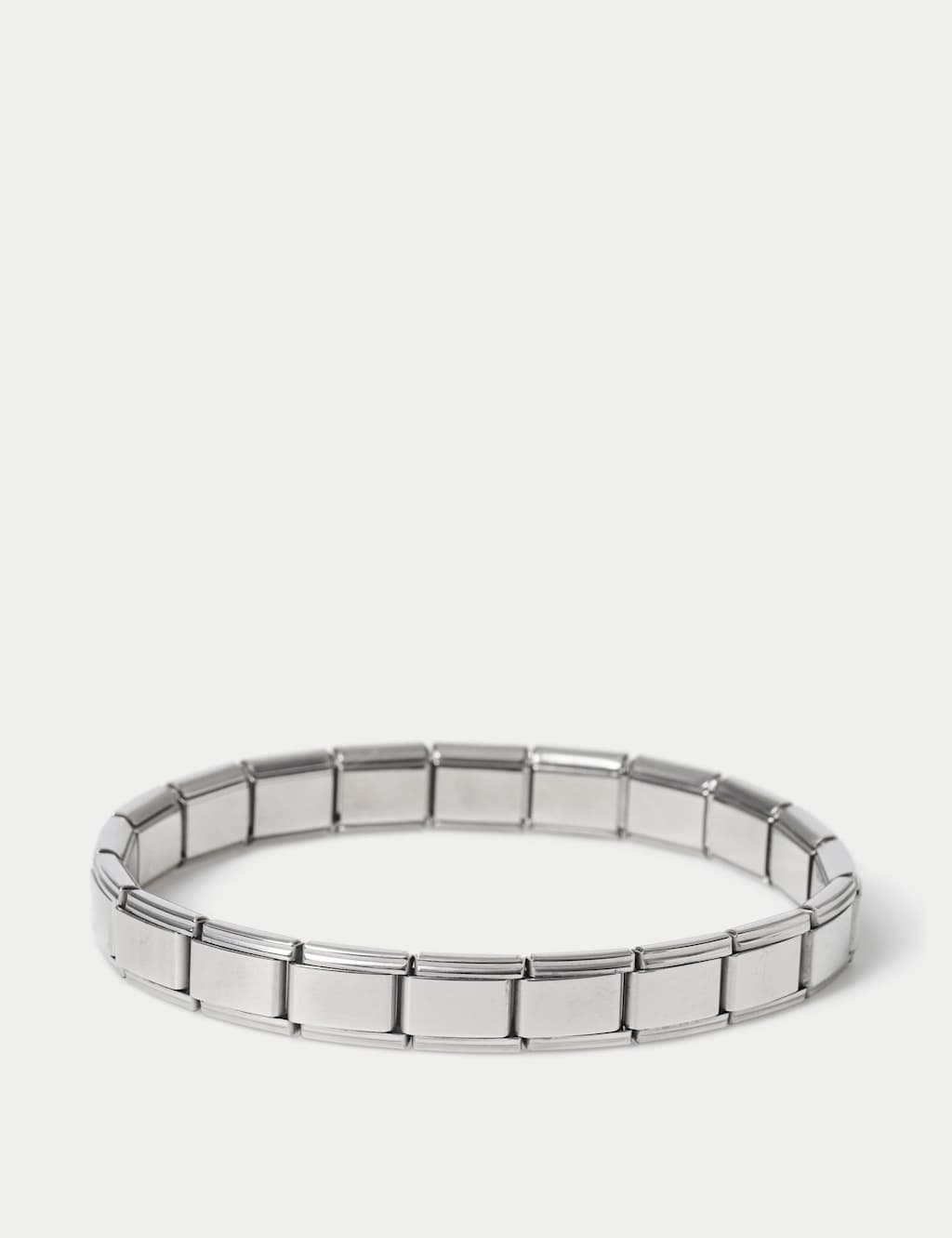 M&S Stainless Steel Silver Tone Link Stretch Bracelet Silver
