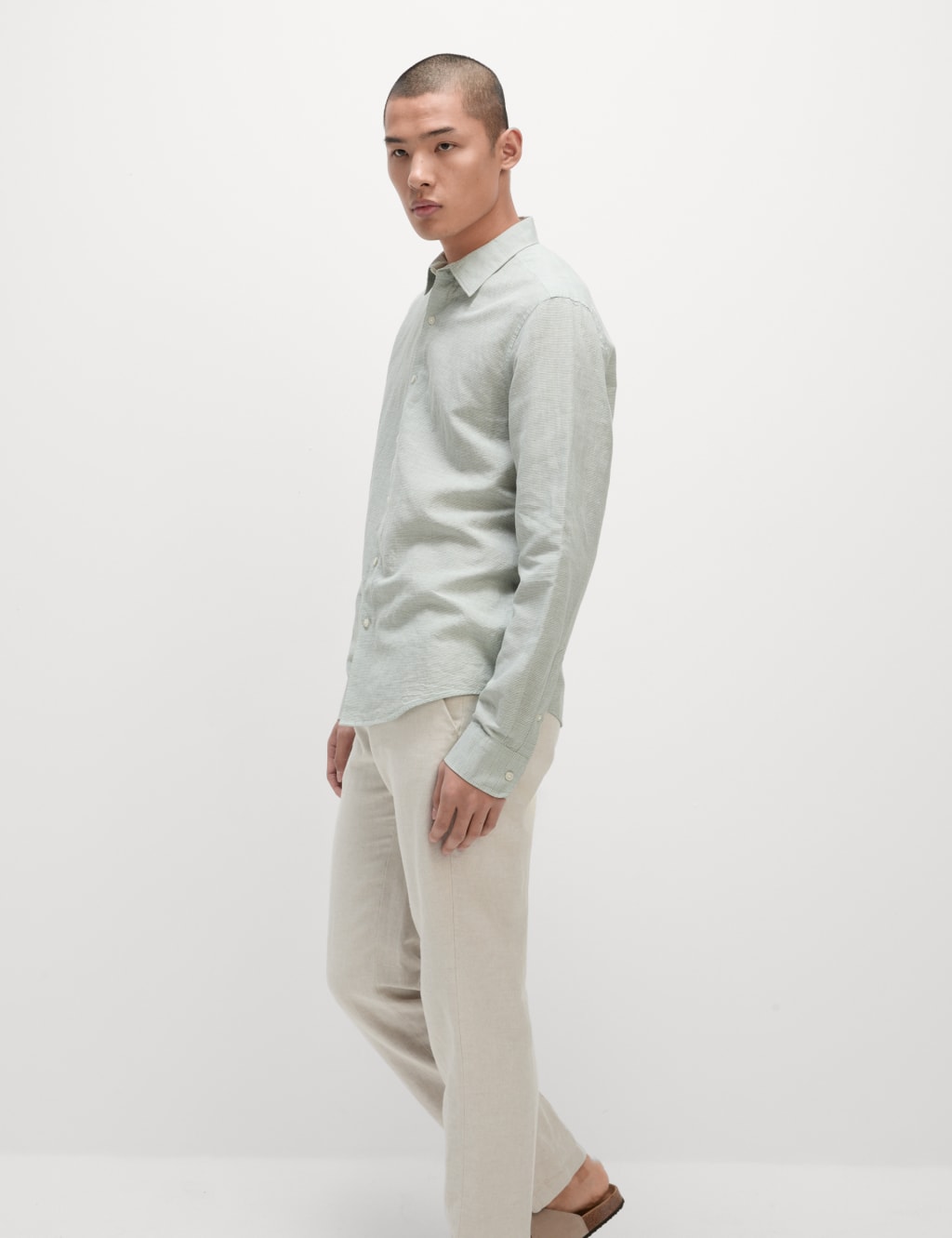 Cotton Linen Puppytooth Shirt